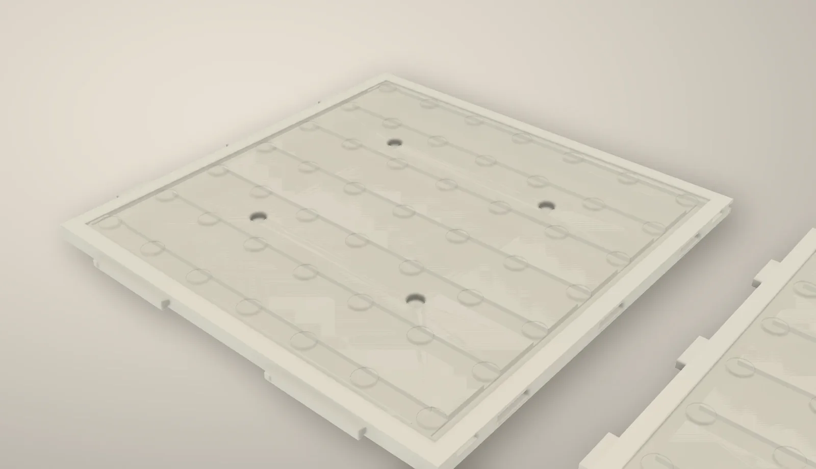 A Base from above: the channel, the contacts, the magnets